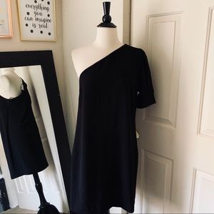 Charles Henry Dresses - Charles Henry Black One-Shoulder Shift Dress L Charles Henry Dresses - Charles Henry Black One-Shoulder Shift Dress L